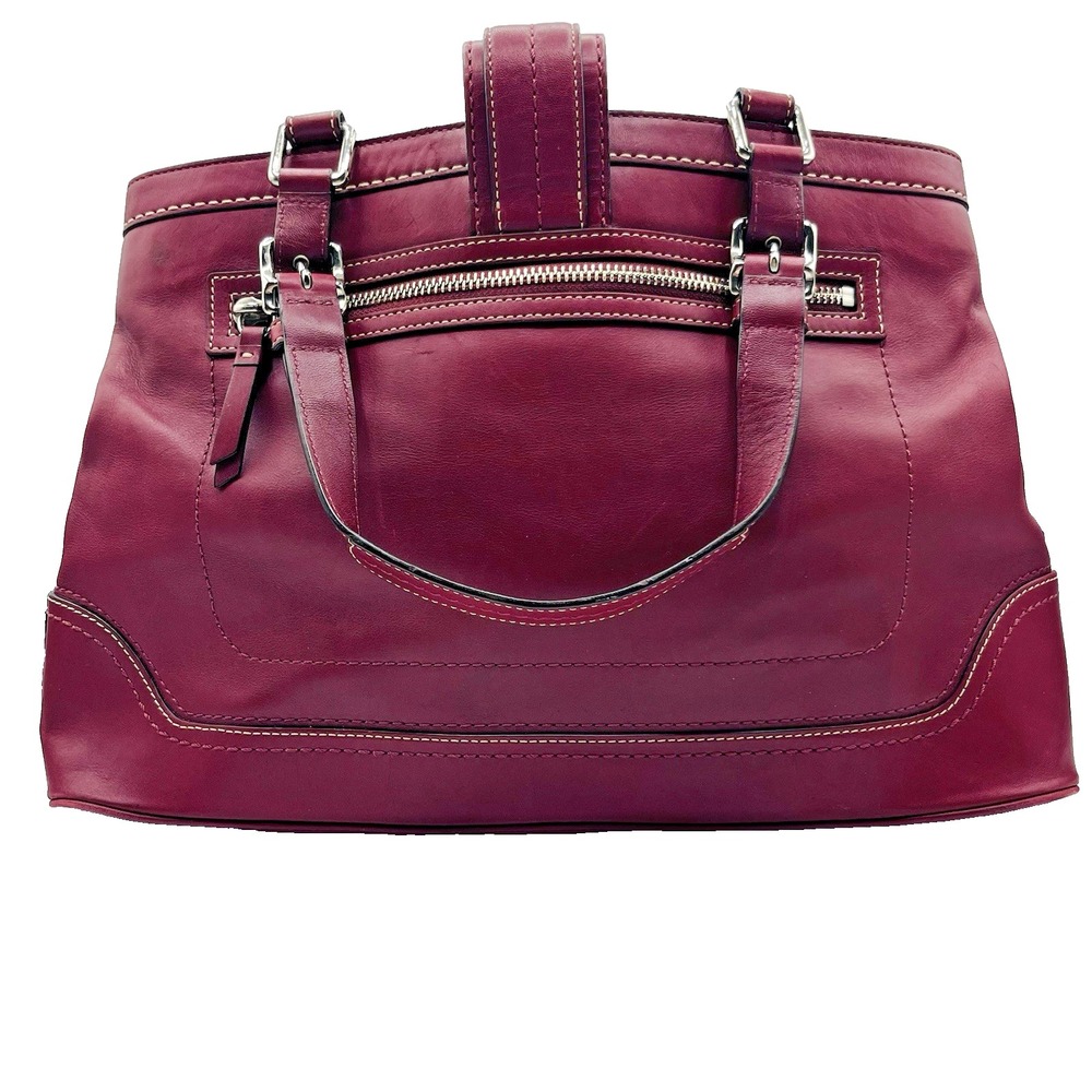 Vintage Coach Leather Handbag‎ Large, Burgundy, Wine With Coin Purse classic